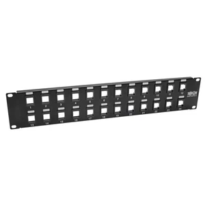 Panel de conexión en blanco Tripp Lite 24 puertos Keystone RJ45 USB HDMI Cat5/6 2URM - Imagen 1 de 2