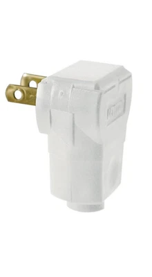 Leviton 15 Amperios, 125 Voltios 2 Polos 2 Cables, Enchufe Angular No Polarizado, 101AN-W, Blanco Foto 1 de 3