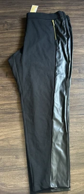 Michael Kors Women's Plus size Faux Leather-Paneled Leggings  Pants Black 3X - Image 1 of 4