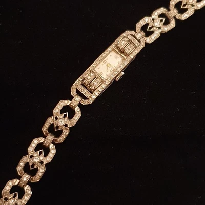 Herrliche ART DECO DAMEN UHR  585er GOLD 3,3 ct DIAMANTEN - Bild 1 von 4