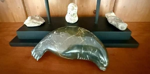 Vintage 1977 Shorty Killikgtee Canada Eskimo Inuit Carving Seal Sculpture Figure - Picture 1 of 18