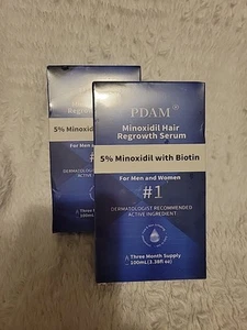 PDAM 5% Minoxidil Biotin Hair Growth 3.38oz Exp10/26. 2 Pack! Free Ship!  - Picture 1 of 5