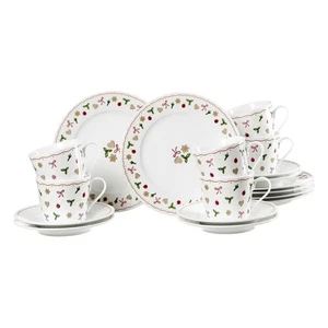 18-tlg Kaffeeservice Kaffeegeschirrset 6 Personen Porzellan weihnachtlich Bunt - Bild 1 von 5