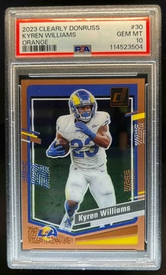 2023 Panini Clearly Donruss Kyren Williams Orange #/75 Rams PSA 10 - Image 1 of 2