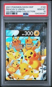 Pokémon SWSH 2021 Black Star Promo Celebrations Coll #140 Pikachu V-Union PSA 10 - Imagen 1 de 2