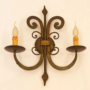 APPLIQUE LAMPADA LED RUSTICA ART.140 FERRO BATTUTO FORGIATO ANTICO WALL LAMP - Picture 1 of 3
