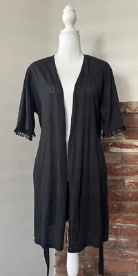 Oscar de la Renta Pink Label Robe Black Polkadot Short Belted Sz M - Image 1 of 4