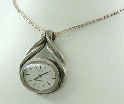 Vintage "Ispra" Taschenuhr Quartz mit 925er Silber Kette - Bild 1 von 4