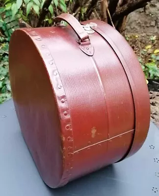 Boite à Chapeau Vintage  La Mondiale  Valise Bagage Acajou Fibre Vulcanisée • 100€