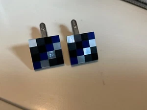 WEH 925 Sterling Silver Square Checkered MOP, Lapis, Onyx Cufflinks Exc. Cond. - Picture 1 of 8