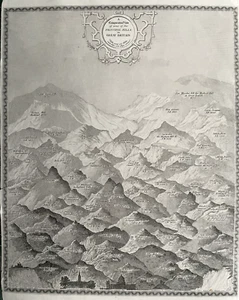 Mapa antiguo de 1841: vista comparativa de las principales colinas de Gran Bretaña - Imagen 1 de 3