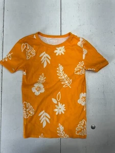 Cat & Jack Orange Floral Print Short Sleeve Pajama Shirt Boys Size 10 - Picture 1 of 6