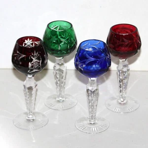 Juego 4 Vasos Cordial Cristal Corte Cristal Vintage Color Licor - Imagen 1 de 9