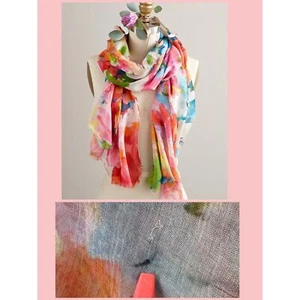 Dupatta bunter Schal Baumwolle Modal Pinselstriche leicht Kunst zu tragen (LÖCHER) - Bild 1 von 8