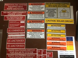Caution Solar Panel Labels Pick from list. All New and weather resistant vinyl. - Picture 1 of 19