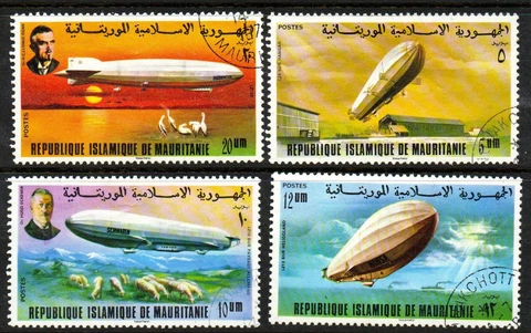 MAURITANIA Stamp Lot 1976 Scott #345-48Zeppelin, 75th Ann (Used) Cover