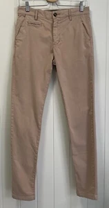 Academy Brand Mens Long Pants Chino Slim 28 Beige Cotton Stretch Pockets Zip Fly - Picture 1 of 9