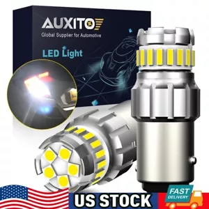 2X AUXITO 1157 2057 White LED Stop Turn Signal Brake Tail Light Bulbs BAY15D D - Picture 1 of 12