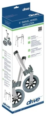 Rueda giratoria Drive Medical 10115 con bloqueo y dos juegos de deslizadores traseros gris 500 lb Foto 1 de 2