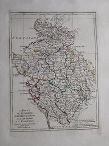 1819 Borghi Mappa L'Anjou Saumourois Poitou Aunis Saintonge Angoumois France Map - Imagen 1 de 2