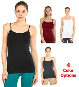 Women's Plain Camisole Tank Top with Adjustable Straps - Picture 1 of 9