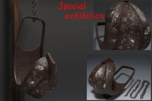 Japan Antique hanging vase Abumi stirrup Edo katana samurai yoroi Busho 4557 - Picture 1 of 13