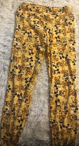 LuLaRoe Waist 24” Pants Leggings Yellow Mickey /disney  New OS Pajamas Womens - Picture 1 of 2