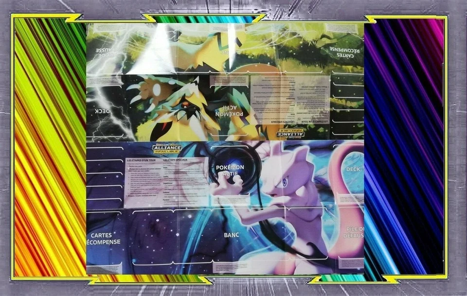 Tapis de Jeu - Playmat - Pokemon : Zeraora Et Mewtwo - SL10 - Photo 1/1