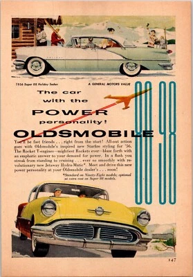 PRINT AD 1955 1956 Oldsmobile Super 88 Holiday Sedan Starfire 5 x 7 Small - Image 1 of 3