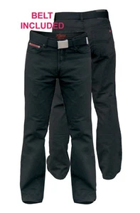 DUKE LONDON KINGSIZE MENS BEDFORD CORD TROUSERS JEANS WITH BELT BLACK (KS1554) - Picture 1 of 1