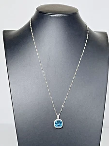 BBJ Kissen geschnitten 8 mm blauer Topas mit kubischer Zirkonia-Halskette 18 Zoll + verpackt - Bild 1 von 9
