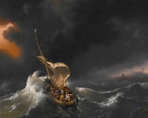 Christ in the Storm on the Sea of Galilee by Ludolf Bakhuizen Giclee Ships Free - Picture 1 of 3