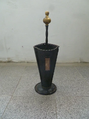 Antique Wrought Iron&Brass Tup   Umbrella Stand  Cane Holder Cover