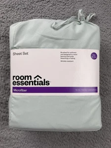 Room Essentials Microfiber Sheet Set Twin XL Mint Green Fitted Flat Pillowcase - Picture 1 of 6
