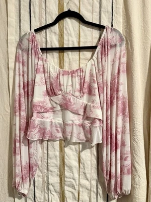 Blusa Pie In The Sky Junior XL Toile mangas de globo transparentes Foto 1 de 2