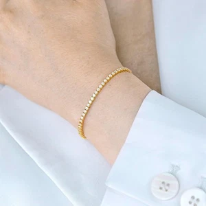 2.5ct G VS Lab Grown Diamond Tennis Bracelet 14k Yellow Gold Over 7.5" - Picture 1 of 2