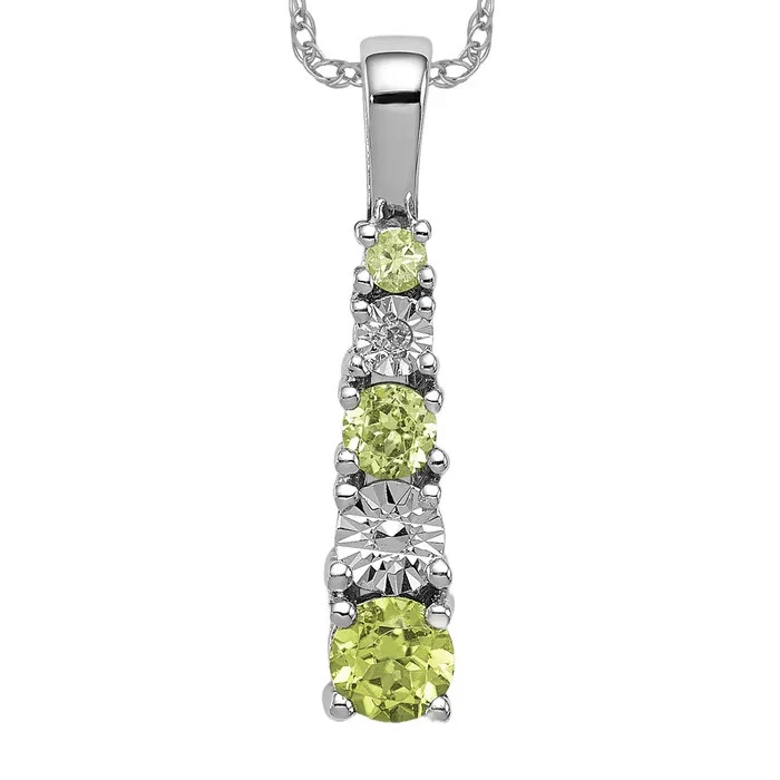 925 Sterling Silver Peridot Diamond Necklace - Image 1 of 1