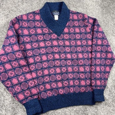 VTG Woolrich Sweater Women's XL (22x27.5) Wool Pullover Pink Geometric Preppy - Image 1 of 4