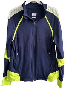 Eleven by Venus Navy & Yellow Track Jacket Made in USA Sz Medium XCLNT - Picture 1 of 5