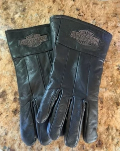 Men’s HARLEY-DAVIDSON Black Leather Gauntlet Motorcycle Biker Riding GLOVES LG - Picture 1 of 16