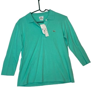 Lacoste Womens Cotton Polo Top Aloe Green Size 8 / EUR 40 Tennis 3/4 Sleeves - Picture 1 of 5