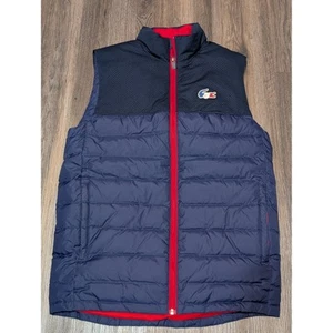 Lacoste Sport Puffer Vest Full Zip Sleeveless Lightweight Blue Red Size S - Picture 1 of 4