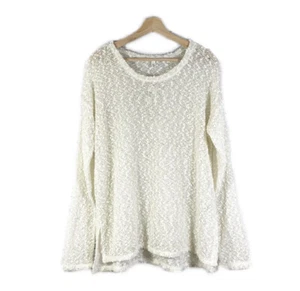 NWT Aeropostale Metallic Knit Pullover Sweater Top Long Sleeves Ivory White Sz L - Picture 1 of 11
