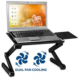 Mount-It! Adjustable Laptop Stand with Built-in Cooling Fans and Mouse Pad - Picture 1 of 8