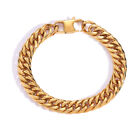 7mm/9mm Polished Diamond Cut Curb Chain 18K Gold Over Stainless Steel Bracelet