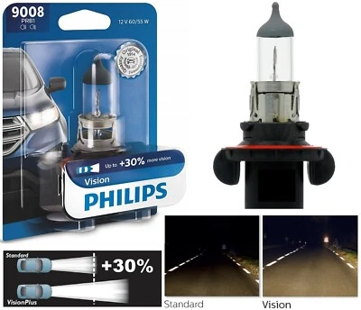 Philips Vision 30% 9008 H13 60/55W One Bulb Head Light Replacement Dual Beam Fit - Image 1 of 4