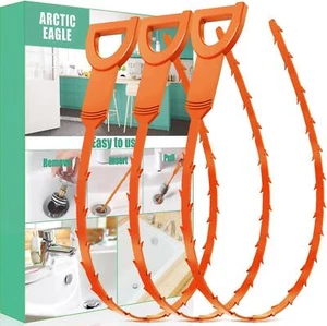Drain Snake Hair Drain Clog Remover - 3 Pack Shower Snake Sink Unclogger Tool - Picture 1 of 6