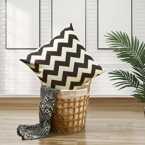 Throw Pillow Covers 18X18 inch Cotton Linen Plaid Decorative Pillowcase Cushion - Picture 1 of 7