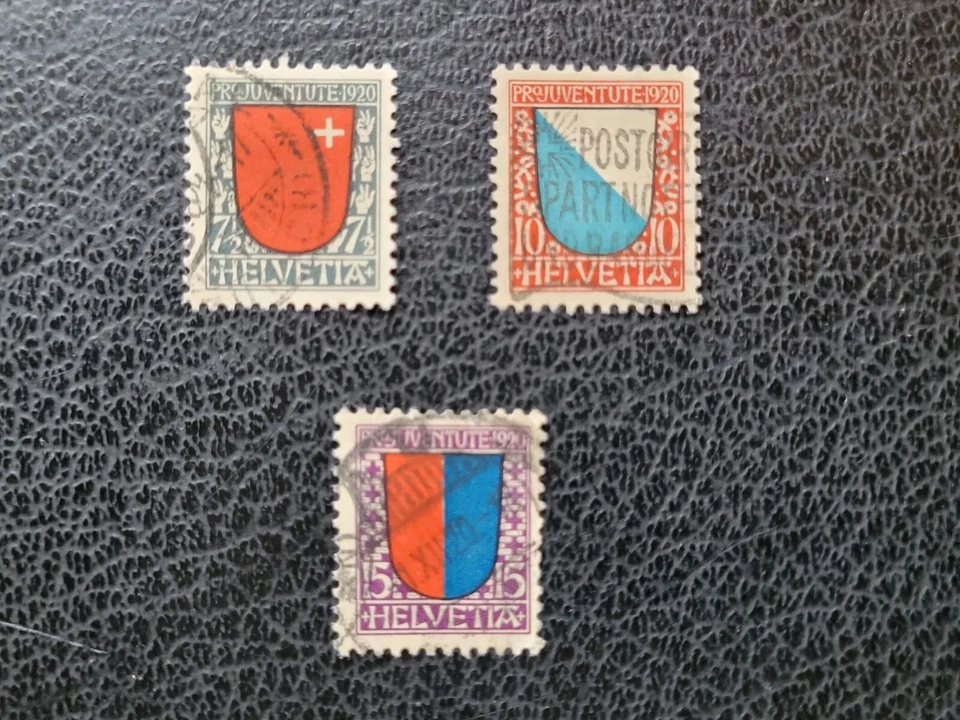 Switzerland #B15-17 Used, 1920 "Coats of Arms," Scott Catalog Value $ 60.50 - Image 1 of 2