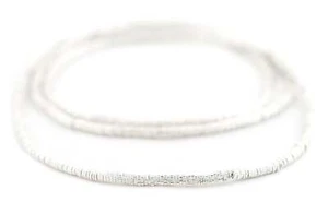 Shiny Silver Patterned Gear Beads 2mm Heishi White Metal 24” - Picture 1 of 4